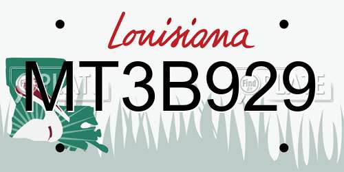 MT3B929 Louisiana License Plate