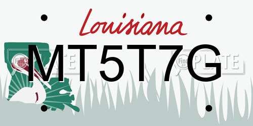 MT5T7G Louisiana License Plate