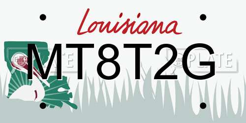 MT8T2G Louisiana License Plate