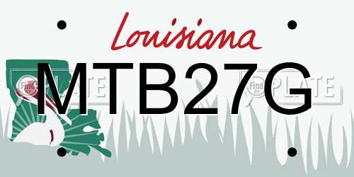 MTB27G Louisiana License Plate