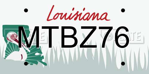 MTBZ76 Louisiana License Plate