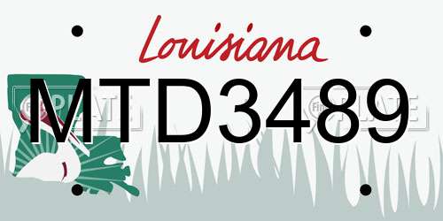 MTD3489 Louisiana License Plate