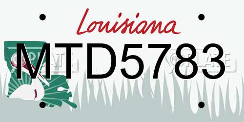 MTD5783 Louisiana License Plate