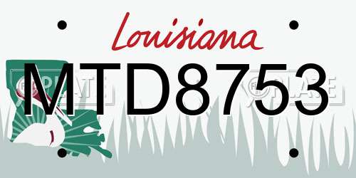 MTD8753 Louisiana License Plate