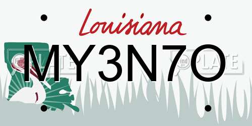 MY3N7O Louisiana License Plate