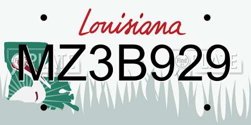 MZ3B929 Louisiana License Plate