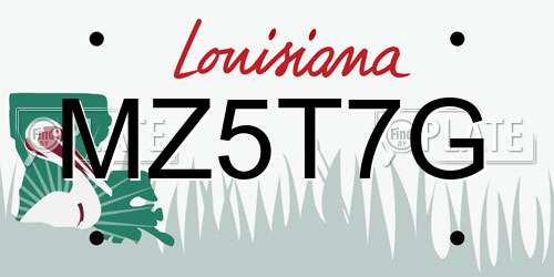 MZ5T7G Louisiana License Plate