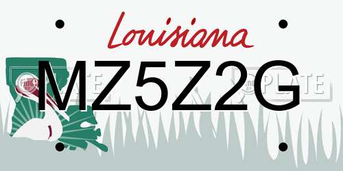 MZ5Z2G Louisiana License Plate