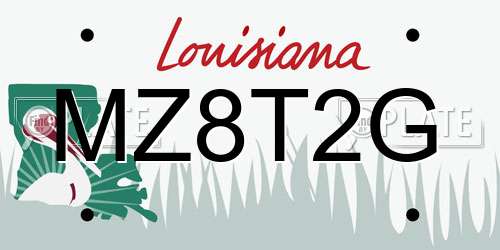 MZ8T2G Louisiana License Plate