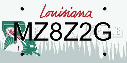 MZ8Z2G Louisiana License Plate