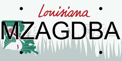 MZAGDBA Louisiana License Plate