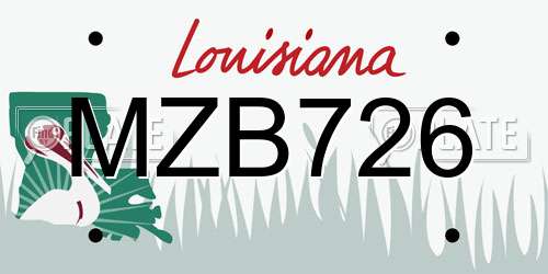 MZB726 Louisiana License Plate