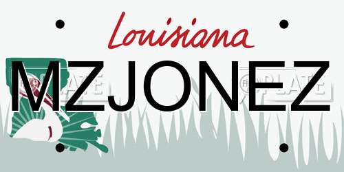 MZJONEZ Louisiana License Plate