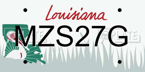 MZS27G Louisiana License Plate