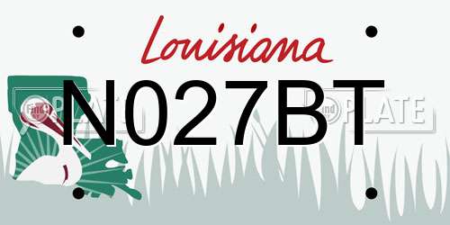 N027BT Louisiana License Plate