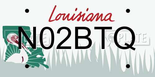 N02BTQ Louisiana License Plate