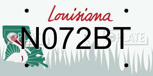 N072BT Louisiana License Plate