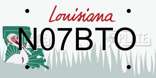 N07BTO Louisiana License Plate