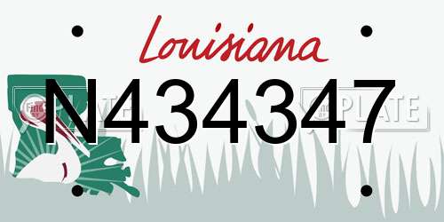 N434347 Louisiana License Plate