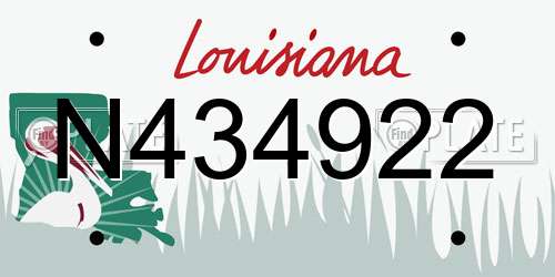 N434922 Louisiana License Plate