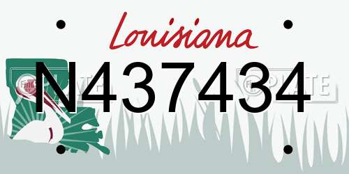 N437434 Louisiana License Plate