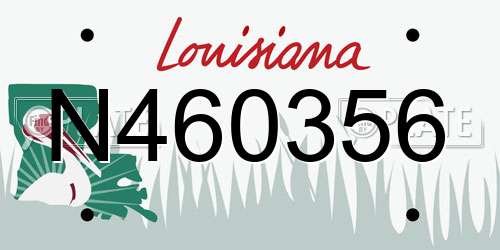 N460356 Louisiana License Plate