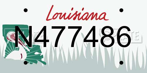 N477486 Louisiana License Plate