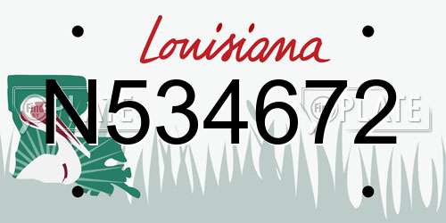 N534672 Louisiana License Plate
