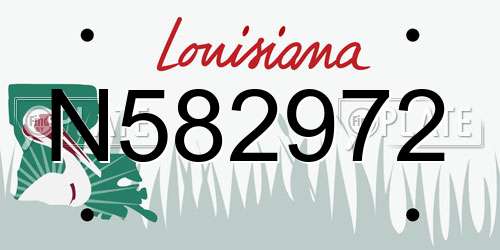 N582972 Louisiana License Plate