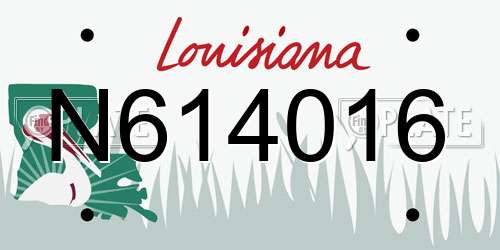 N614016 Louisiana License Plate