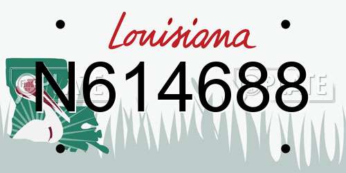 N614688 Louisiana License Plate