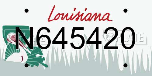 N645420 Louisiana License Plate