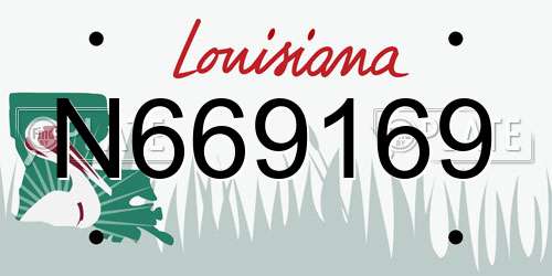 N669169 Louisiana License Plate