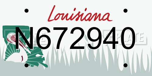 N672940 Louisiana License Plate