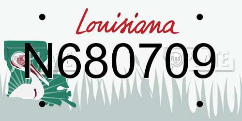 N680709 Louisiana License Plate