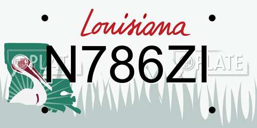 N786ZI Louisiana License Plate