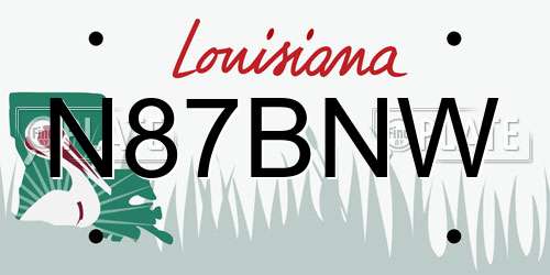 N87BNW Louisiana License Plate