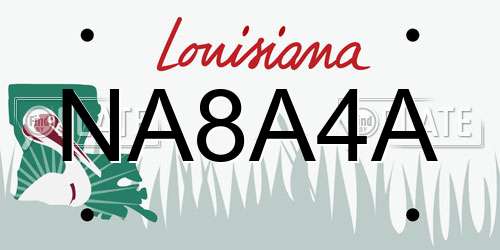 NA8A4A Louisiana License Plate