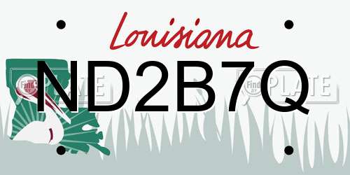 ND2B7Q Louisiana License Plate
