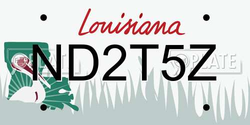 ND2T5Z Louisiana License Plate