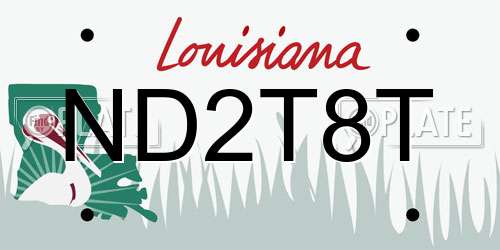 ND2T8T Louisiana License Plate
