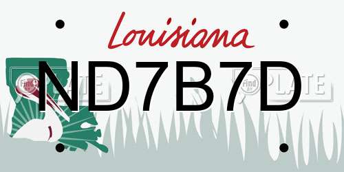 ND7B7D Louisiana License Plate