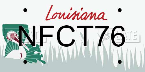 NFCT76 Louisiana License Plate