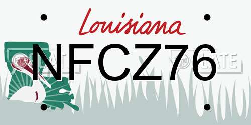 NFCZ76 Louisiana License Plate