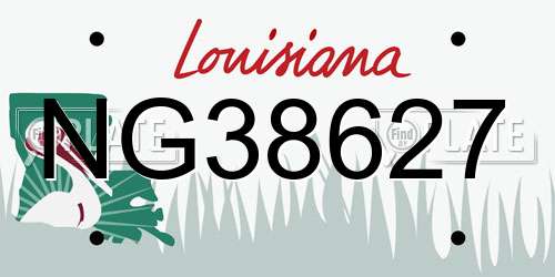 NG38627 Louisiana License Plate