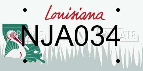 NJA034 Louisiana License Plate
