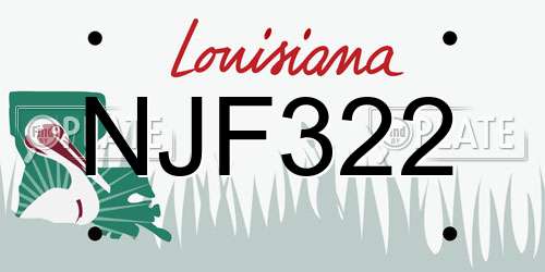 NJF322 Louisiana License Plate