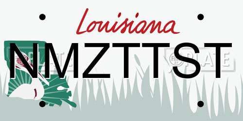 NMZTTST Louisiana License Plate