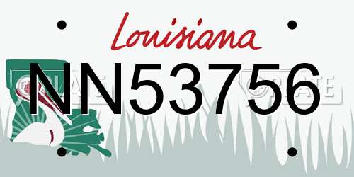 NN53756 Louisiana License Plate