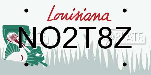 NO2T8Z Louisiana License Plate